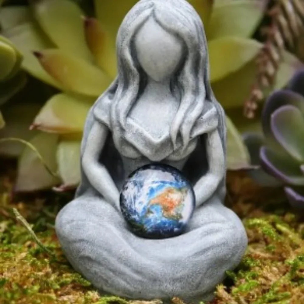 Majestic Gaia Earth Mother Goddess Statue - Intricately Detailed Resin Sculpture